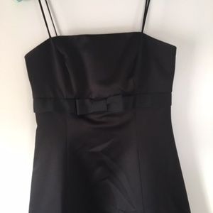 David's Bridal Black Satin Prom Dress Long Size 2